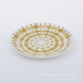 Porcelain plate ceramic dessert plate with stamp printing handmade plate